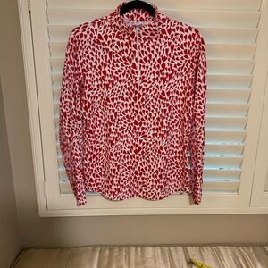 IBKUL Red and White Heart Pattern Top